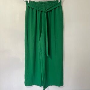 Feiersi Wide Leg Tie Waist Green Flowy Breezy Relaxed Fit Casual Pants NWT L